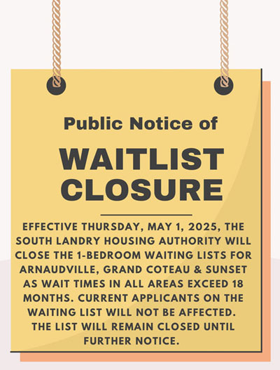 waitlist closure effective Thursday, May 1st 2025